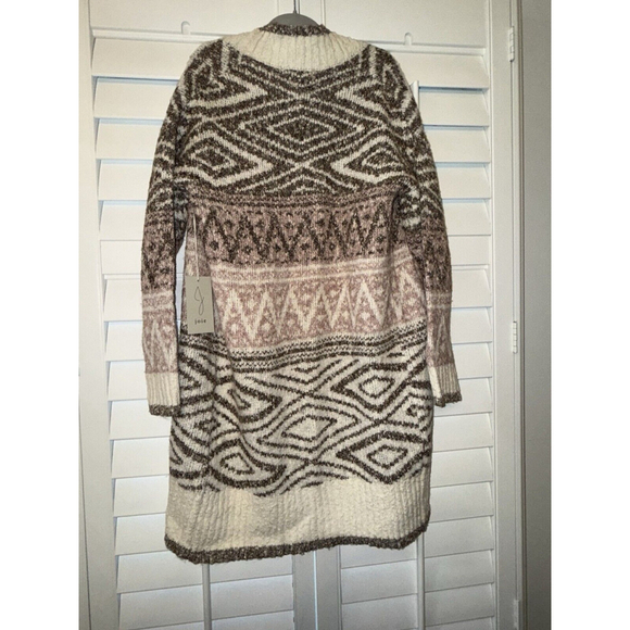 NWT Joie Hooded Aztec Open Long Cardigan Duster Nordic Wool Open Front XS - Picture 6 of 8